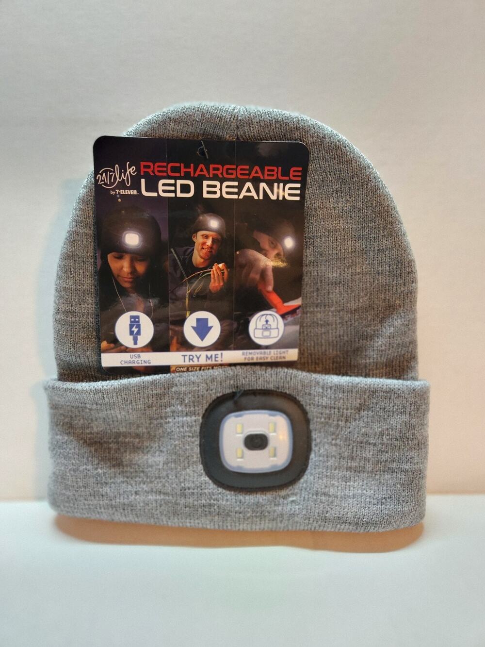24/7 Life Rechargeable LED Beanie Gray. New With Tags